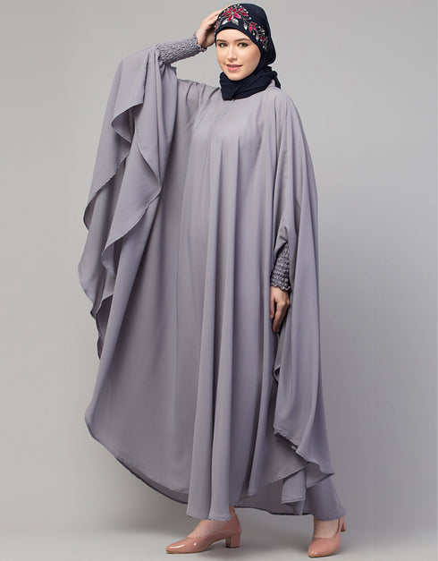 Modest smoking at sleeve Causal Daily Wear Irani kaftan In the Shade of  Grey